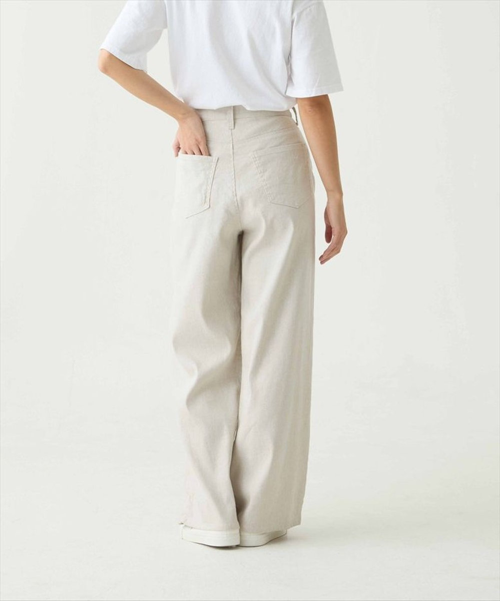 caqu linen rayon stretch wide pants リネンレーヨンストレッチワイドパンツ 