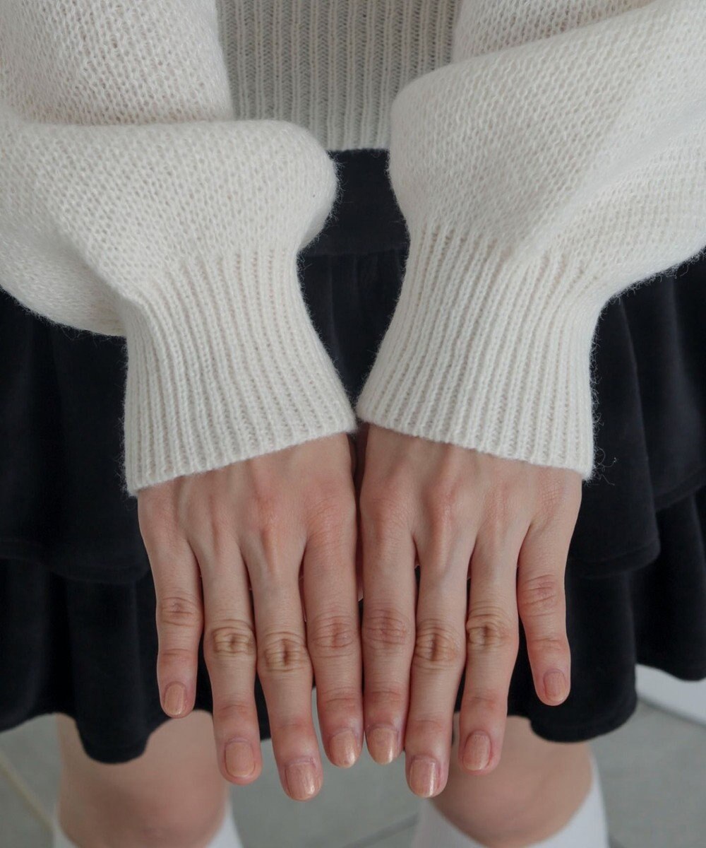 WEGO ベロアリボンアップリケタックスリーブニット 