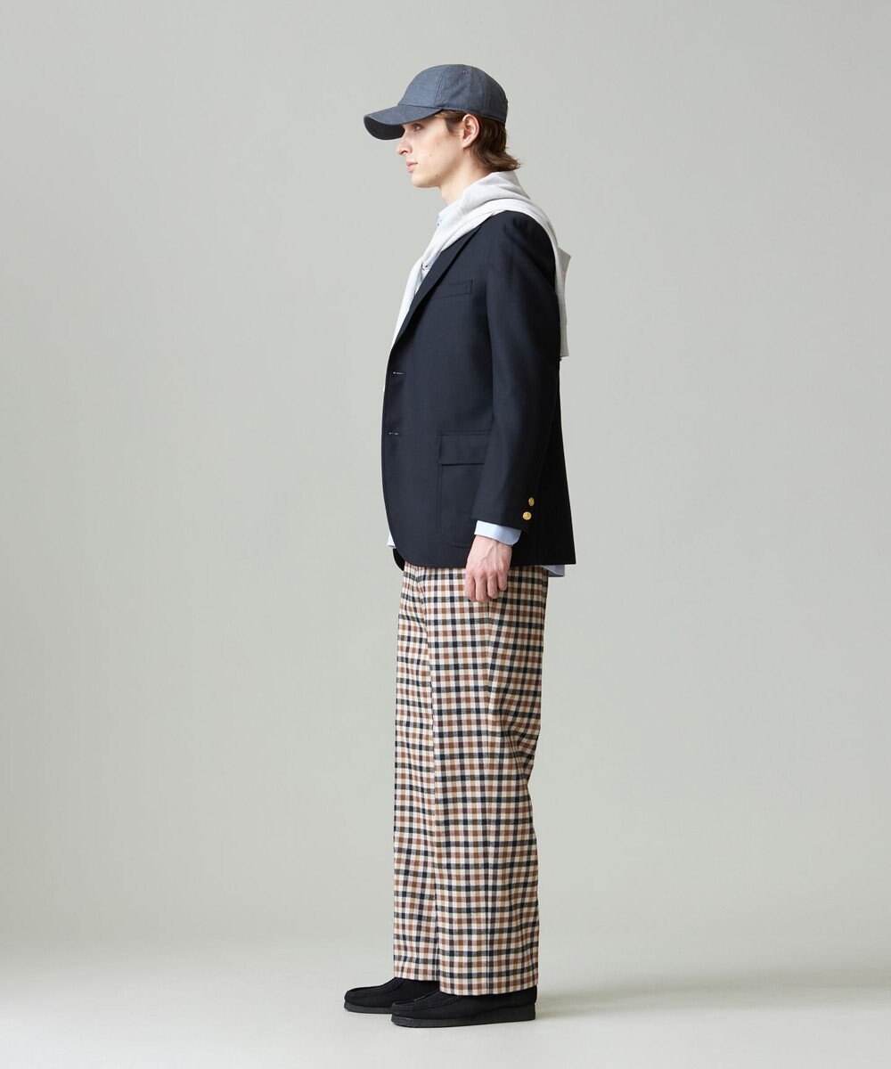 J.PRESS MEN カシミヤタッチワイド イージーチェックパンツ 