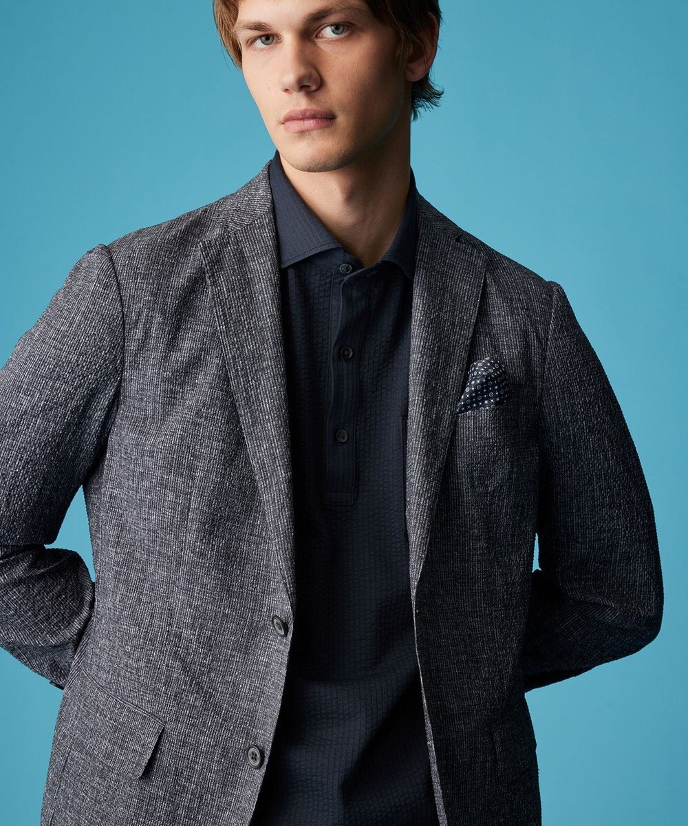 JOSEPH ABBOUD クールビズ【オリジナルオーガニックコットン使用・日本素材】JOEコットンサッカー ポロシャツ 