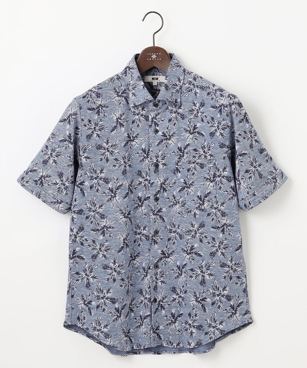 JOSEPH ABBOUD 【吸水速乾/ストレッチ/ノルマンディーリネン】リネンハニカム プリントジャージー シャツ 