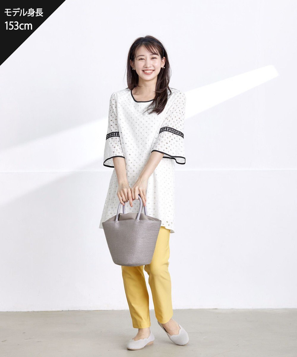 Tiaclasse 【小倉優子さん着用・洗える】パンチングレース配色チュニック 