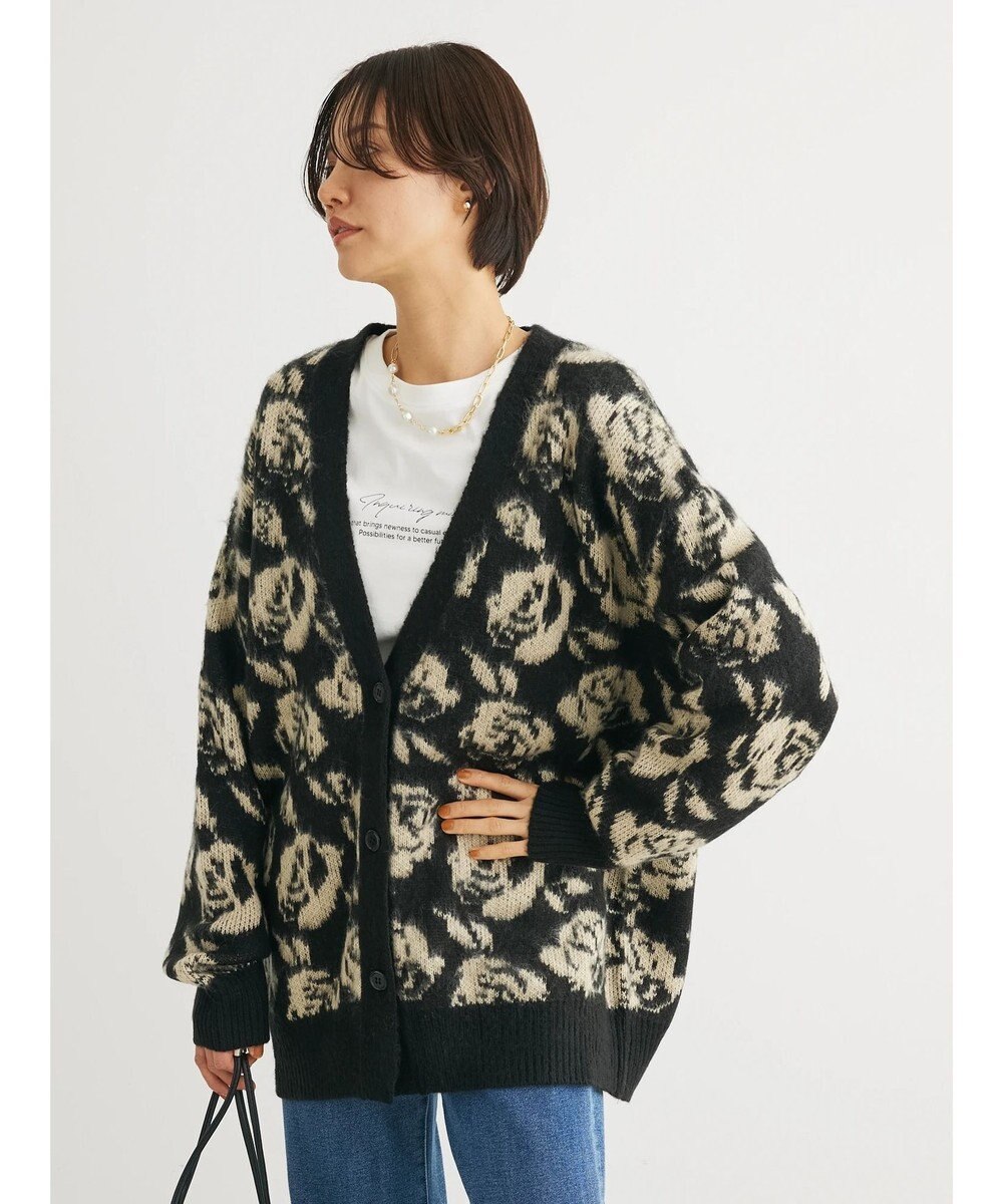 Green Parks ・ＳＵＧＡＲ　ＳＰＯＯＮ　フラワーシャギーカーディガン 