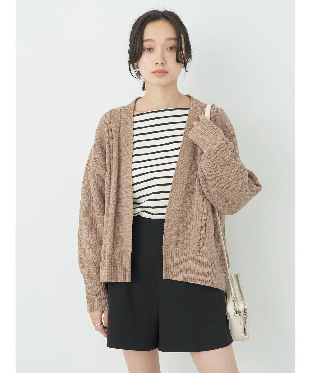 earth music&ecology ベロアモールケーブルカーディガン 