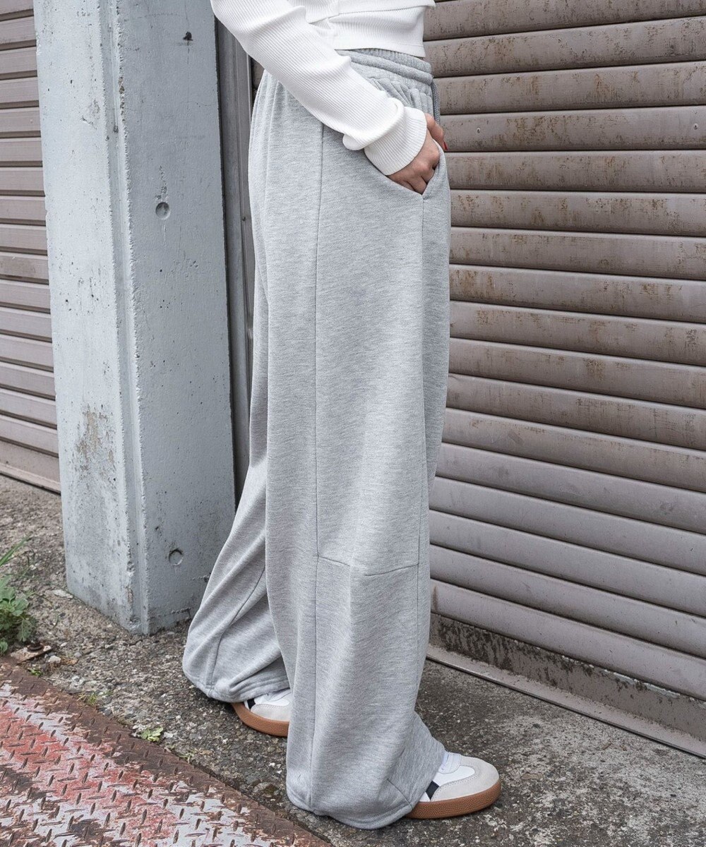 WEGO 【ウエストゴム】カーブデザインスウェットパンツ 