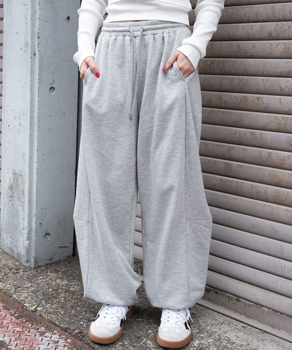 WEGO 【ウエストゴム】カーブデザインスウェットパンツ 