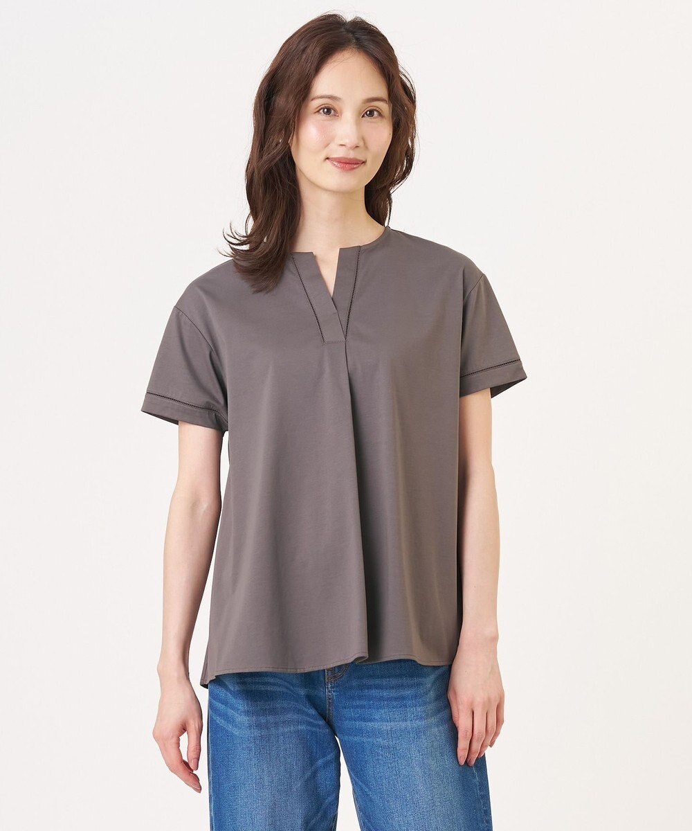 J.PRESS LADIES L プレーティングジャージー チュニック丈 カットソー 