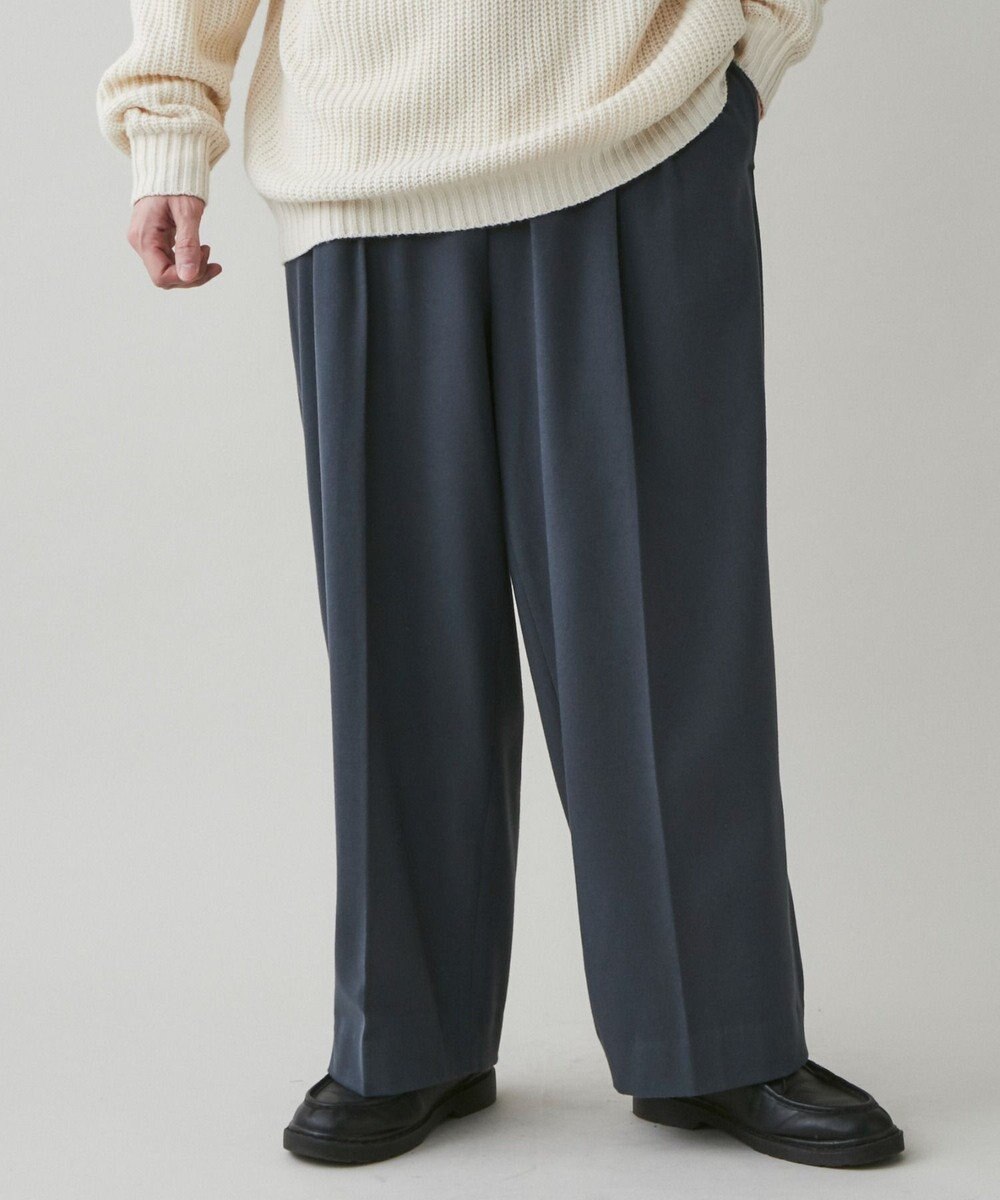 WEGO 起毛TR ワイドストレートスラックス 