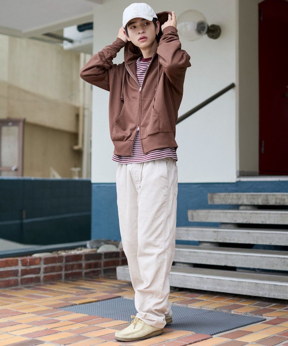 WEGO 【ユニセックス着用ITEM/ウエストゴム/SMLサイズ展開】コーデュロイイージーストレートパンツ 