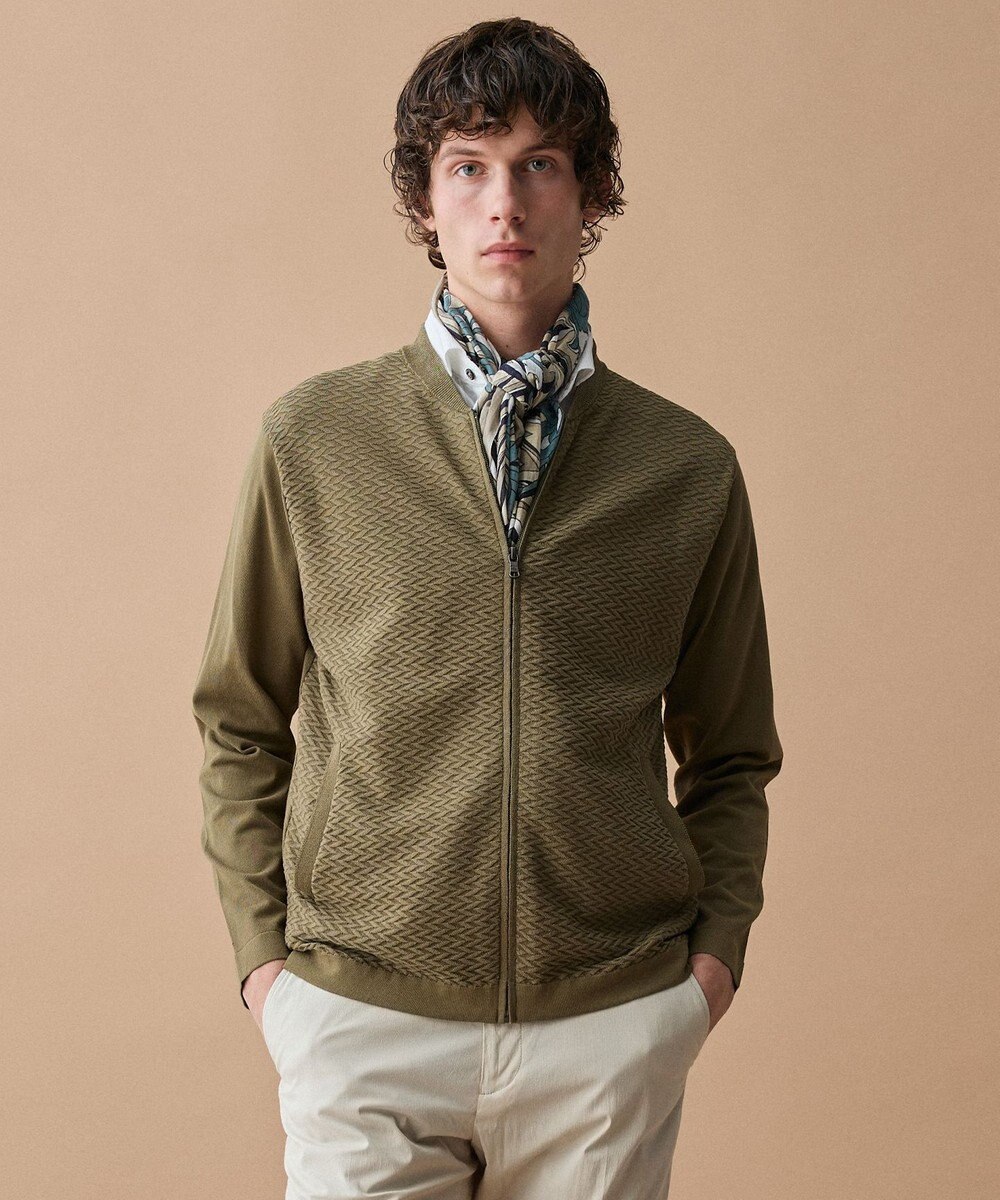 JOSEPH ABBOUD 【サステイナブル・オーガニックコットン使用】オーガニッククールニットジップ カーディガン 