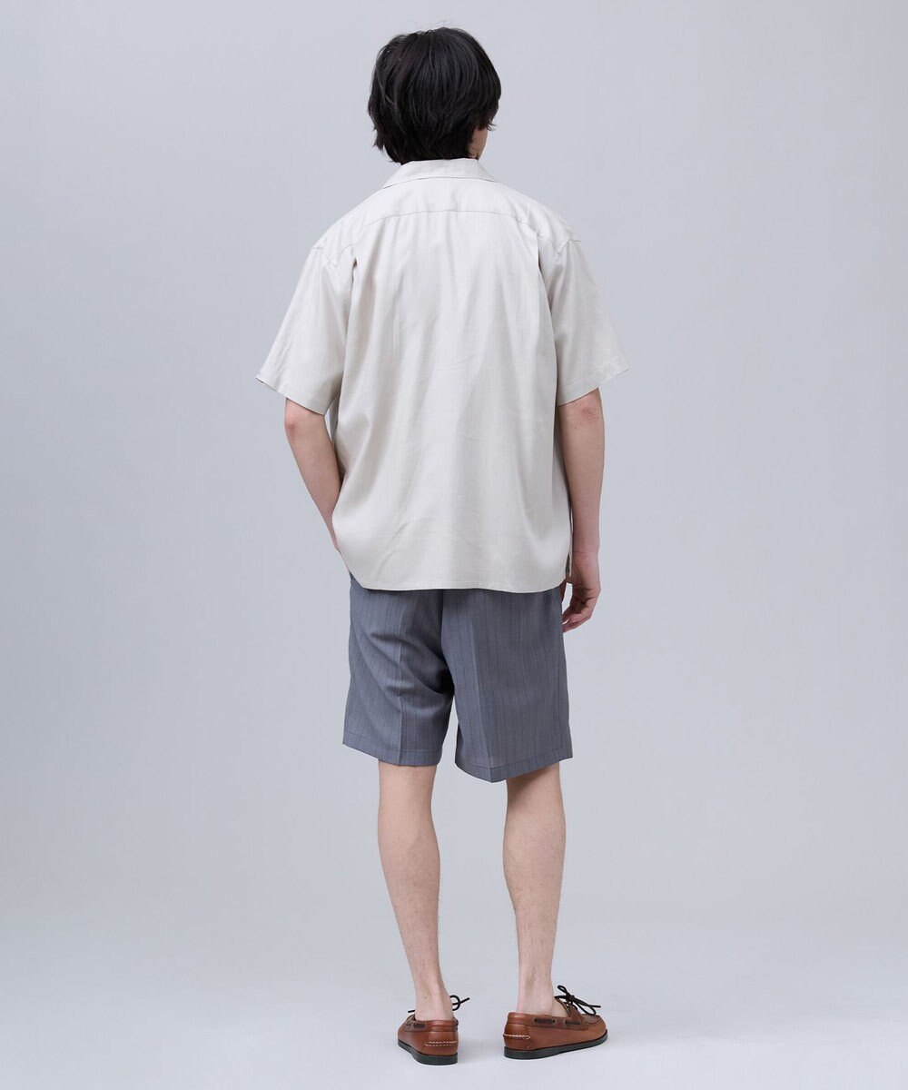 J.PRESS MEN 【J.PRESS ORIGINALS】Rayon Linen Oxford Open Half Sleeve Shirt / Baggy-Fit 