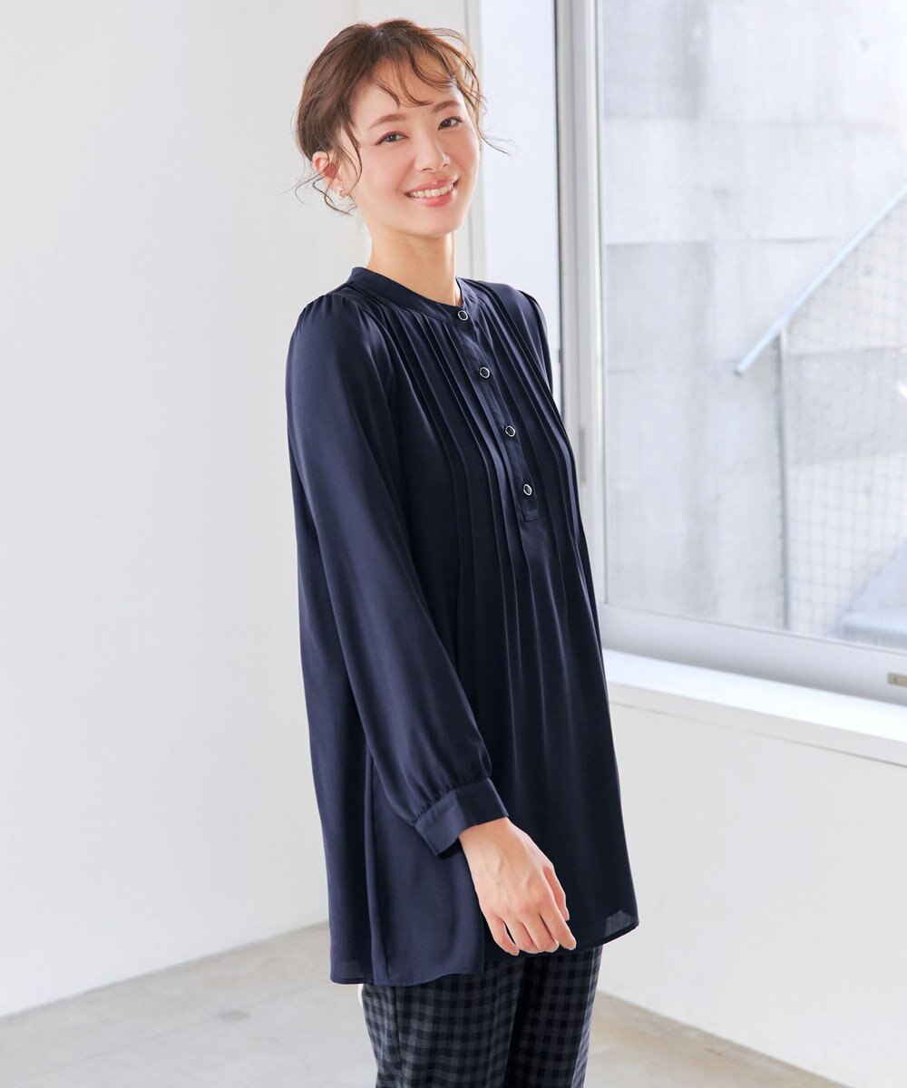 Tiaclasse 【スマート裏起毛・新色追加】 ピンタックシャツチュニック 