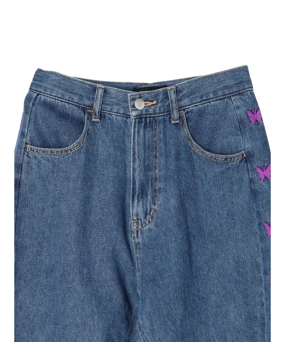 Green Parks ・Ｄｏｕｂｌｅ　Ｆｌａｇｓ　チョウチョ刺繍フレアデニム 