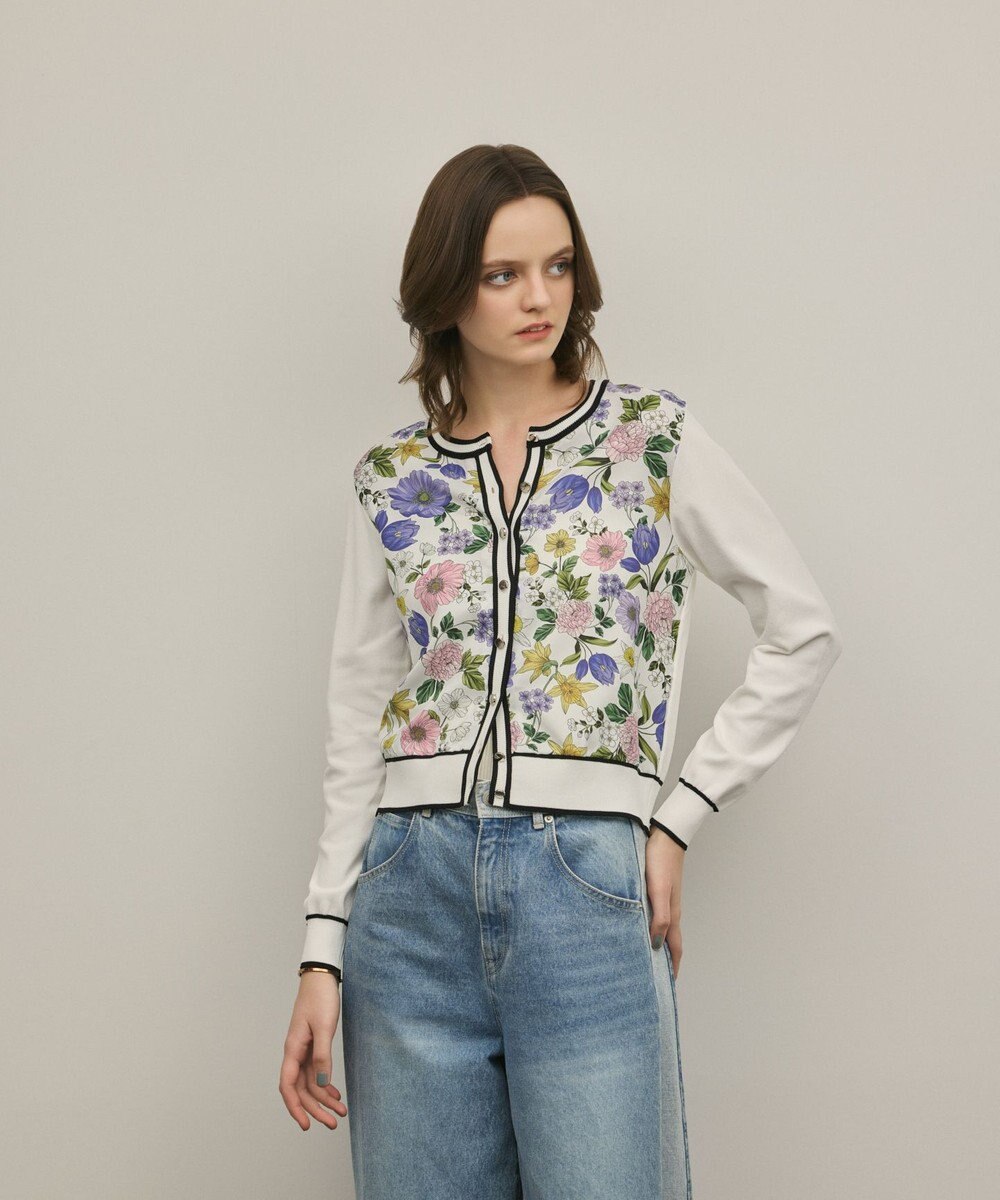 GRACE CONTINENTAL フラワープリントニットカーディガン 