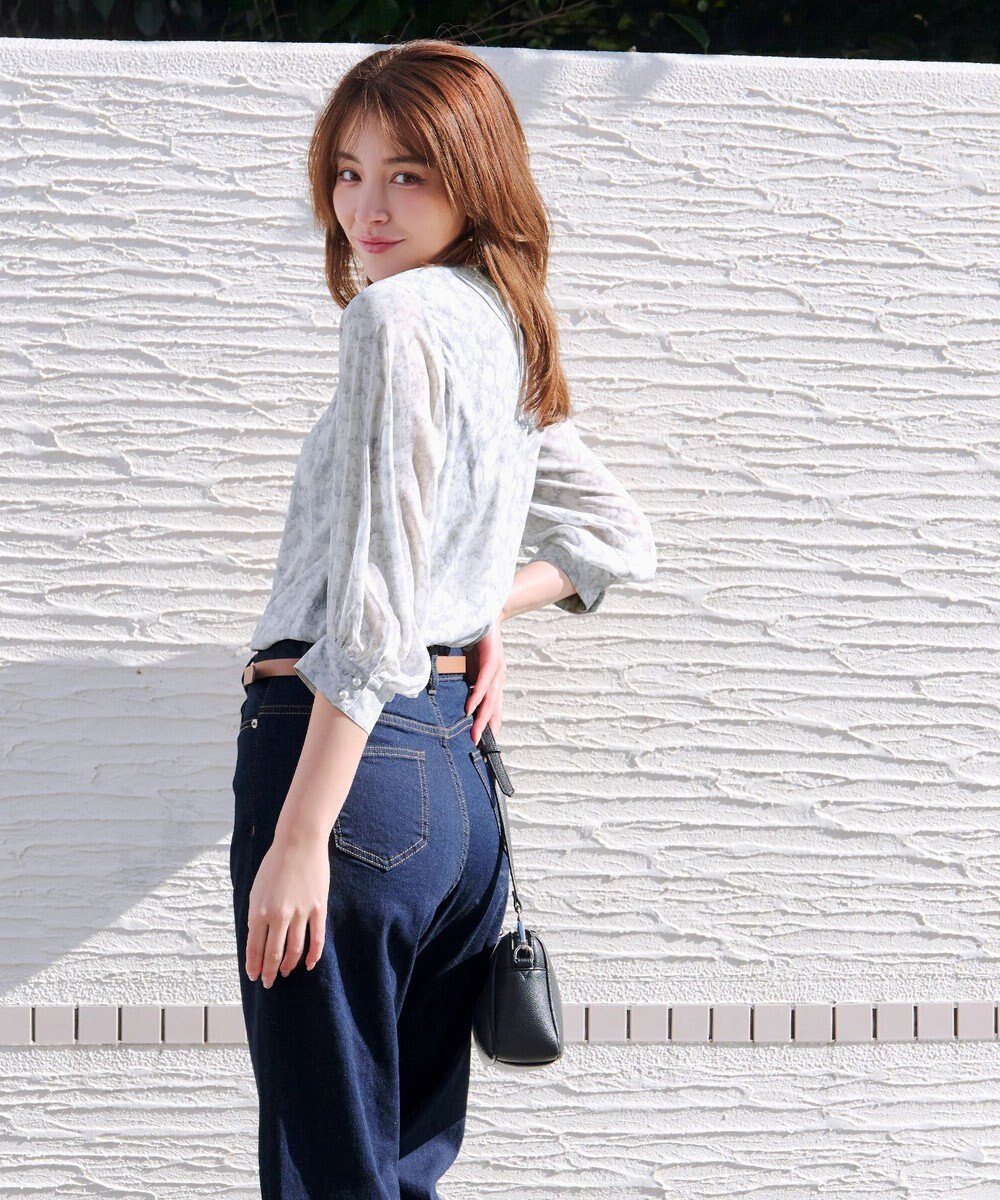 Tiaclasse L 水彩花柄シフォンブラウス 