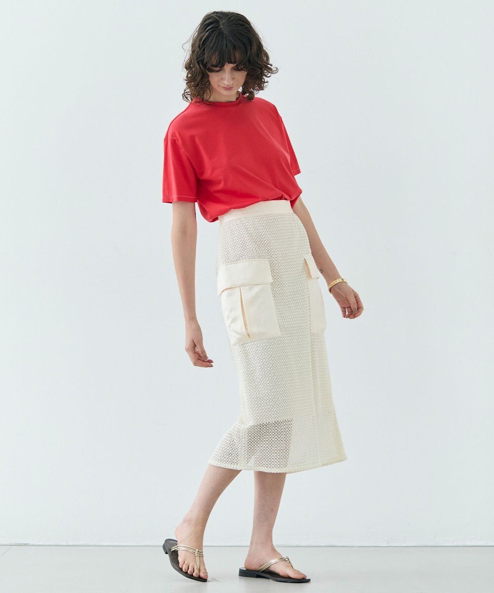 BEIGE， NIGELLA / 異素材MIXコットンレースビックポケットスカート 