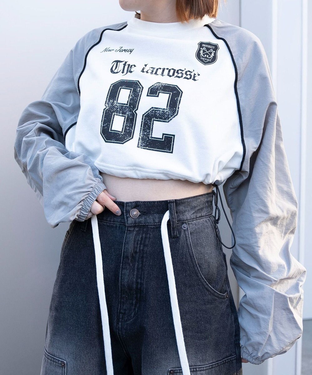 WEGO ナイロンスリーブナンバリングスウェット 