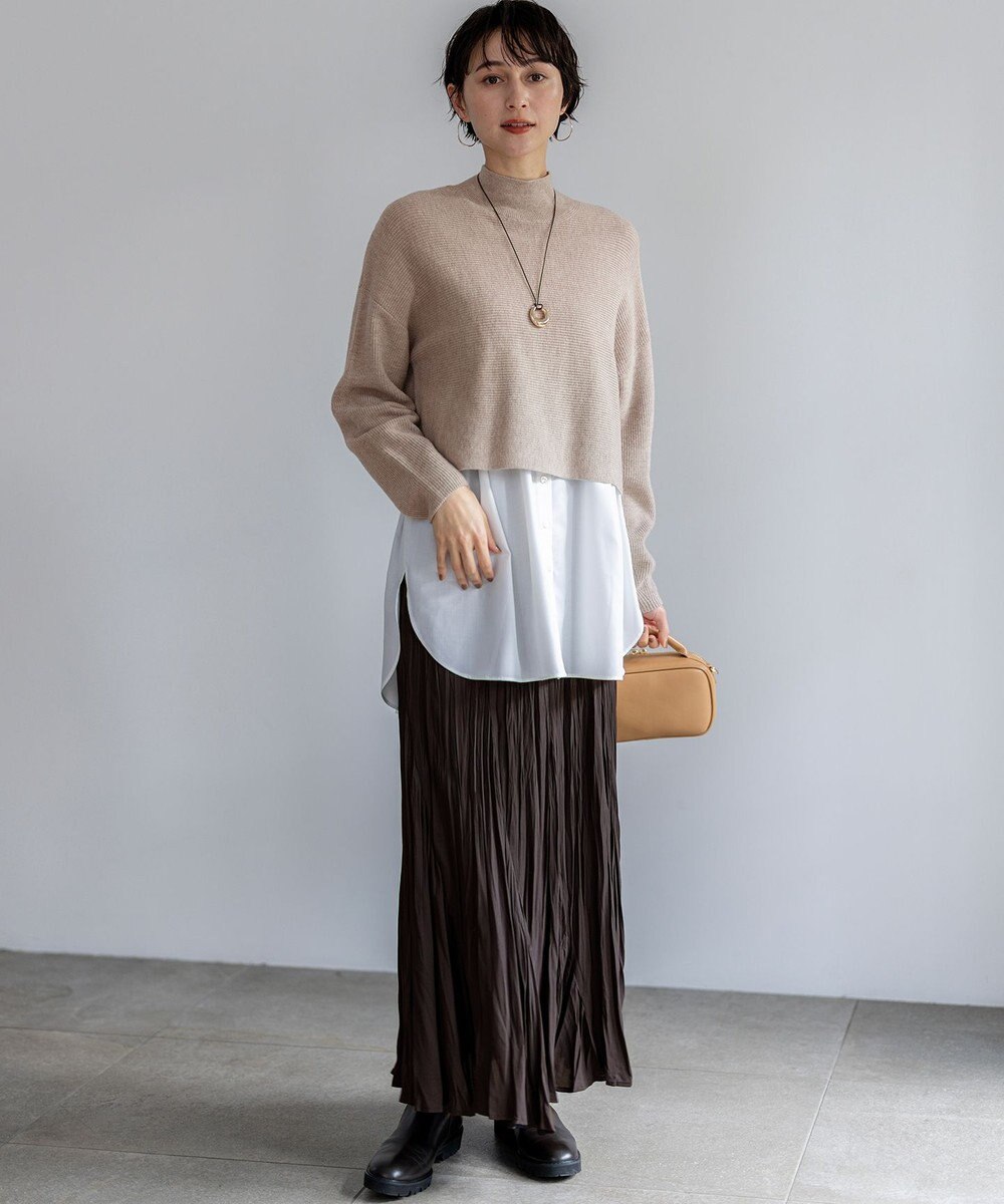 23区 【洗える】クラッシュ プリーツ ジョーゼット スカート 