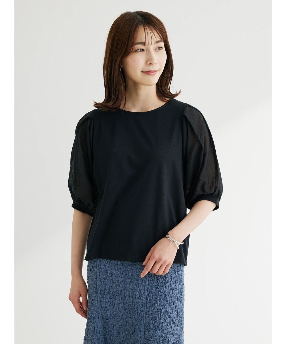 Green Parks 袖シアードッキング５分袖カットプルオーバー 