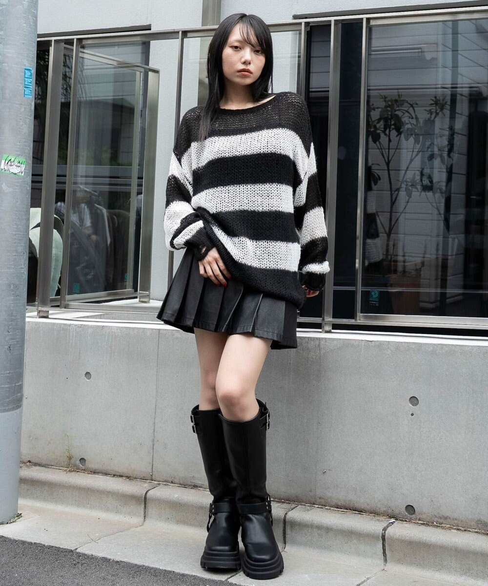 WEGO モヘアタッチボーダーBIGニット 