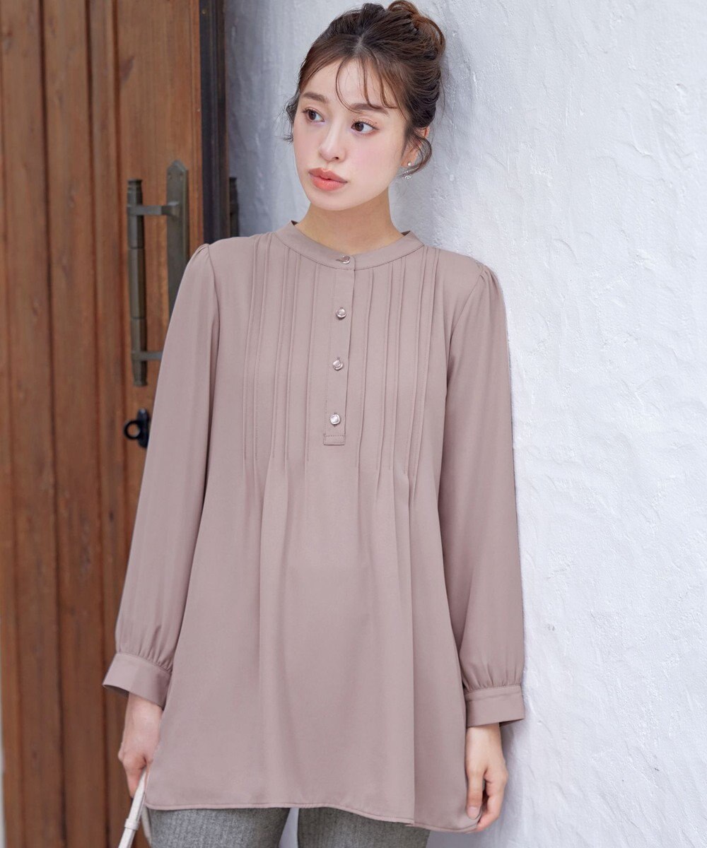 Tiaclasse 【スマート裏起毛・新色追加】 ピンタックシャツチュニック 