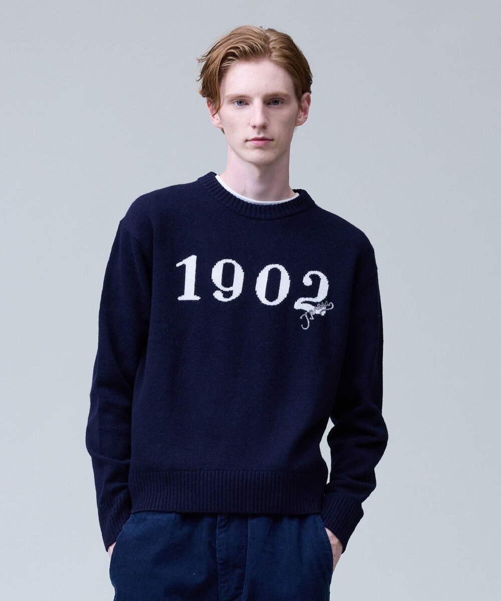 J.PRESS MEN 【NYUZELESS】1902 クルーネックロゴ ニット 