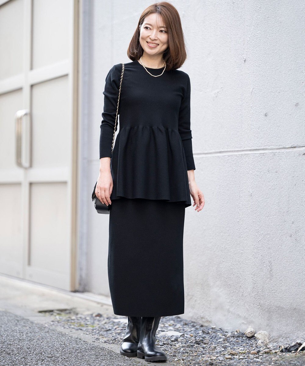 23区 S 【Sサイズ限定】ヴィスコースストレッチ ペプラムデザイン ニット 