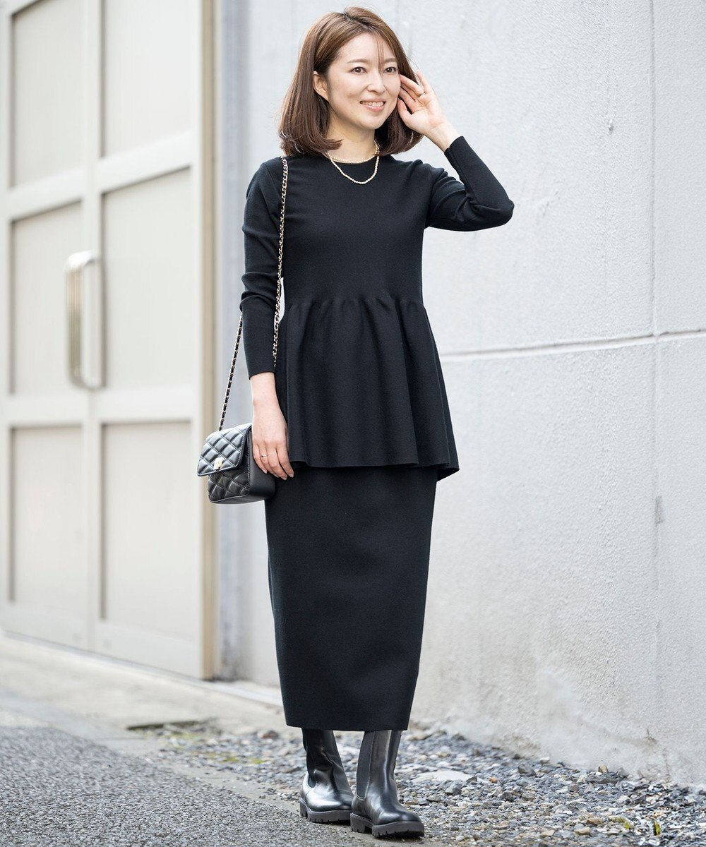 23区 S 【Sサイズ限定】ヴィスコースストレッチ ペプラムデザイン ニット 