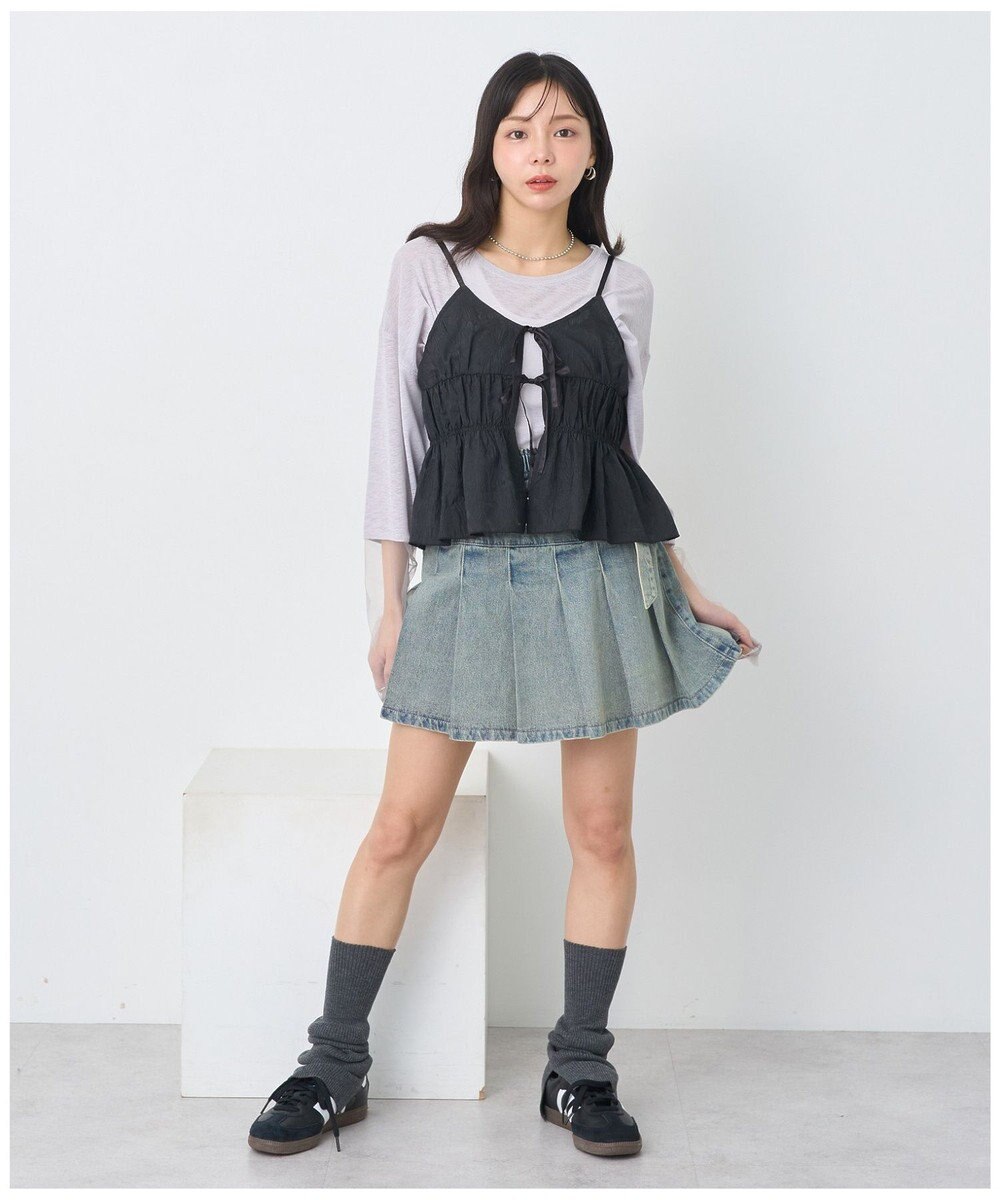 earth music&ecology ジャガードフレアキャミブラウス 