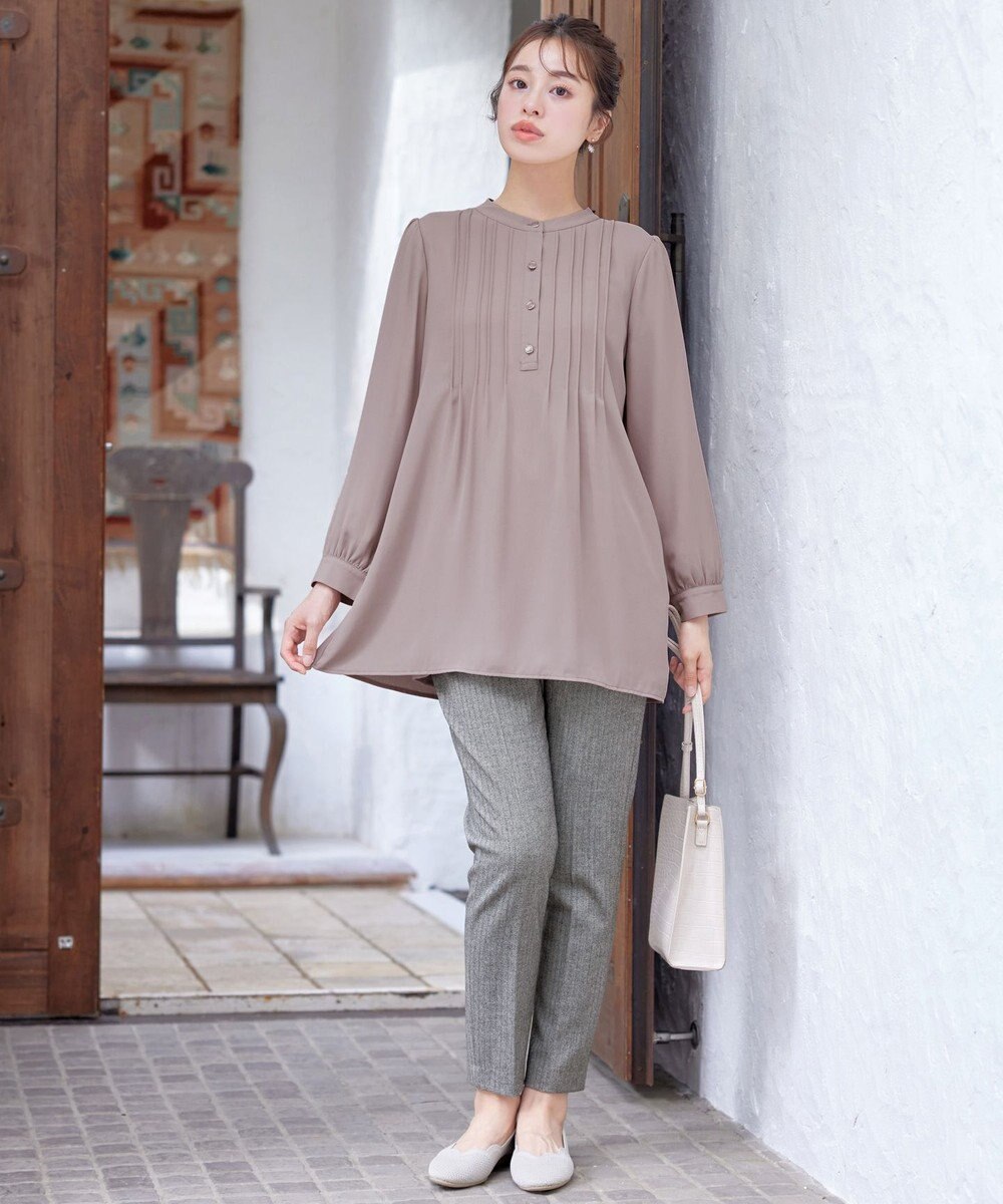 Tiaclasse 【スマート裏起毛・新色追加】 ピンタックシャツチュニック 