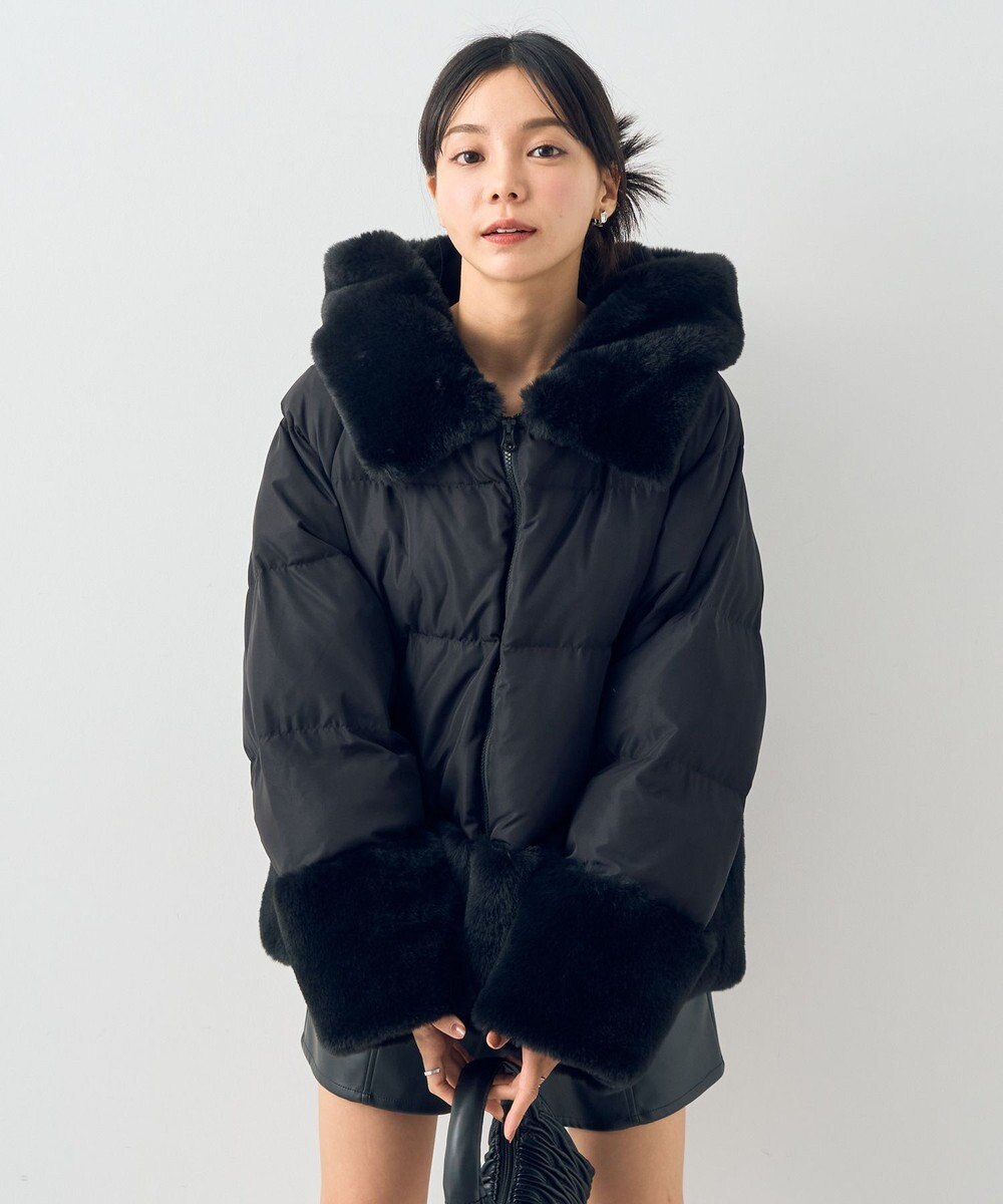 earth music&ecology フードファー中綿ショートコート 