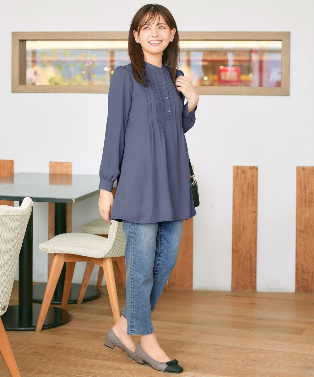 Tiaclasse 【スマート裏起毛・新色追加】 ピンタックシャツチュニック 