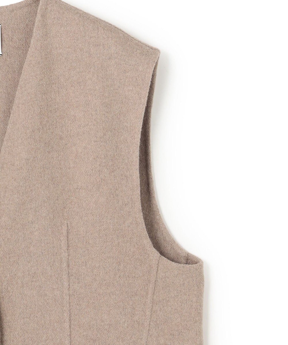 BEIGE， BOW / ウールリバー ノーカラージレ 