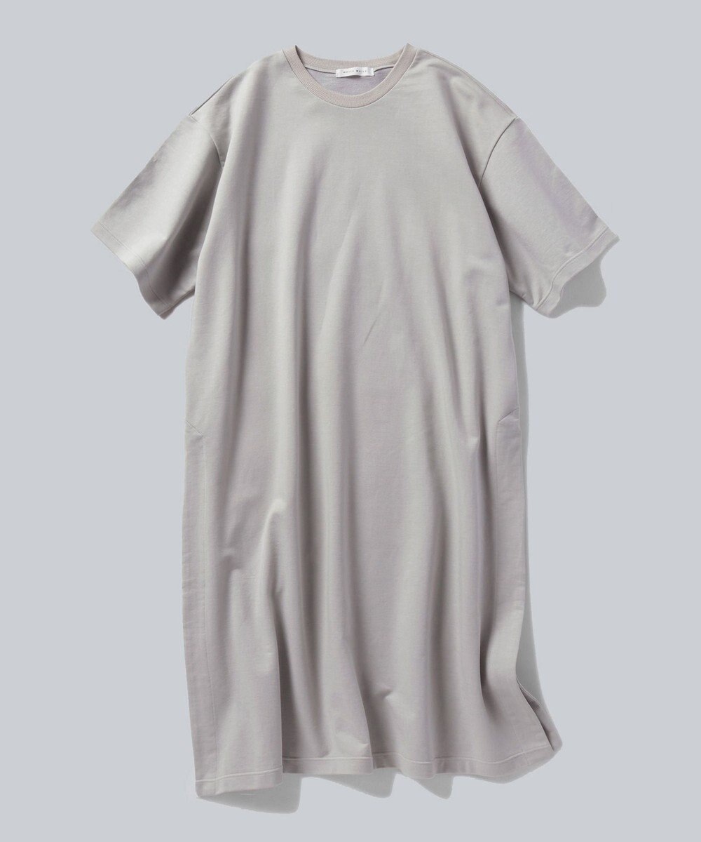 WHITE MAILS HIGH GAUGE URAKE HAIF SLEEVE SIDE SLIT ロングワンピース 