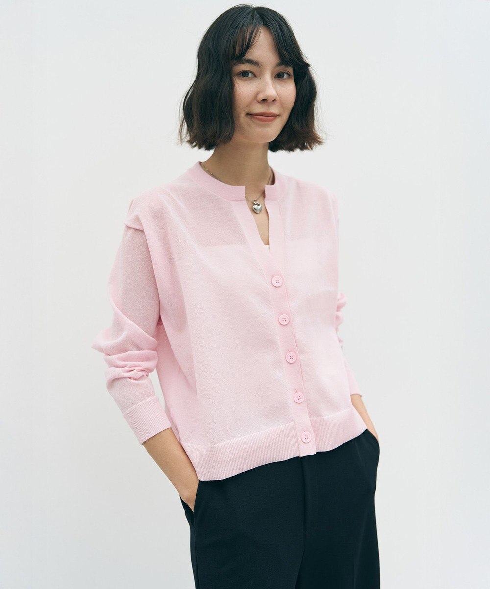 UNFILO シアーフォルムニット キーネックカーディガン 