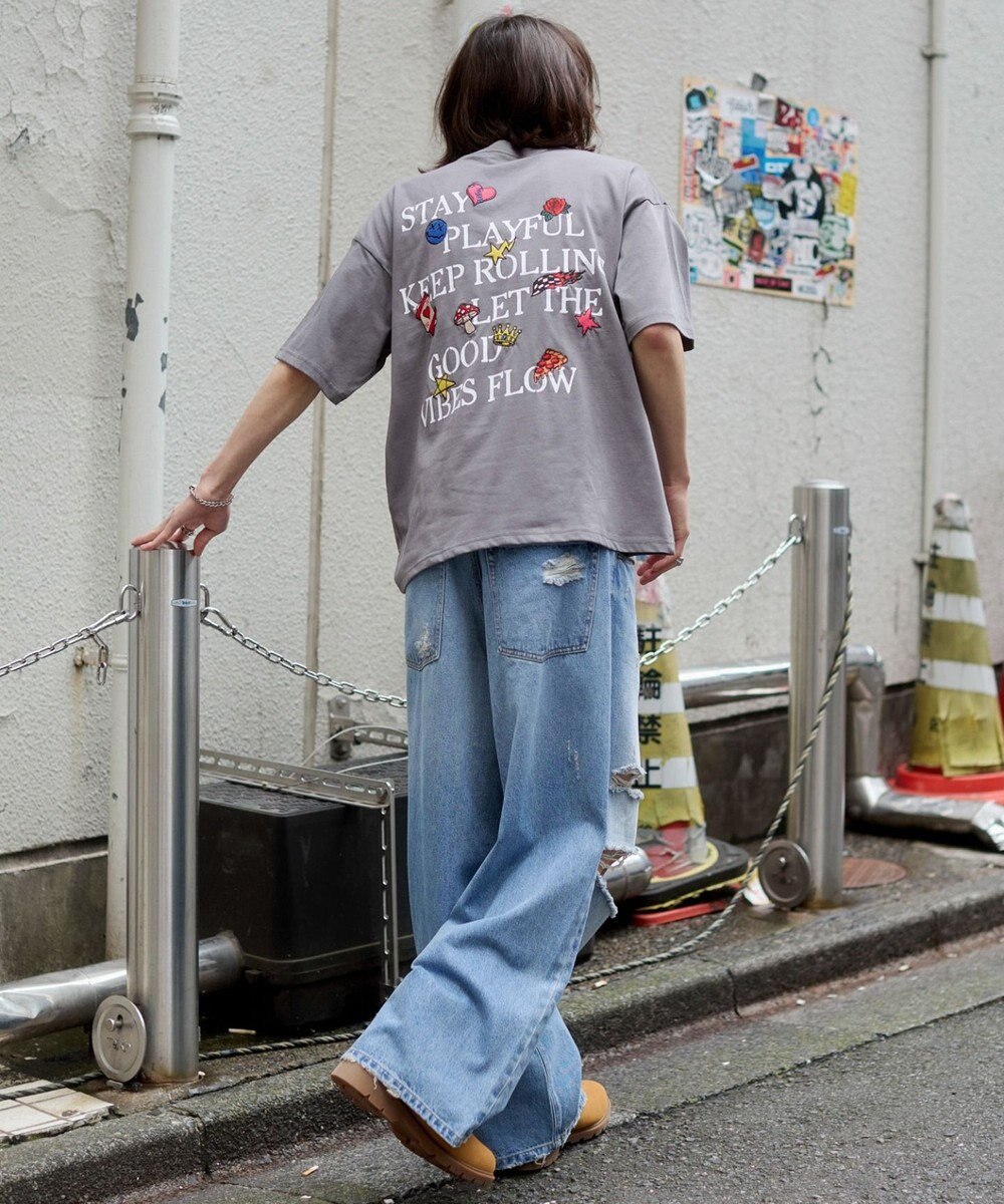 WEGO 【ユニセックス着用ITEM/機能T】接触冷感モチーフ刺繍グラフィックT（SS） 