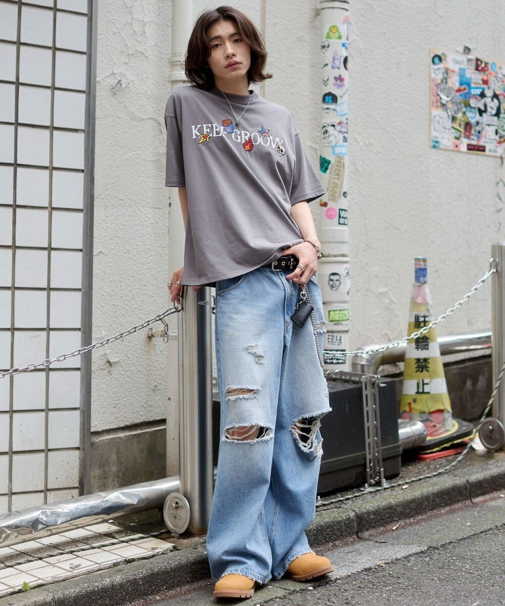 WEGO 【ユニセックス着用ITEM/機能T】接触冷感モチーフ刺繍グラフィックT（SS） 