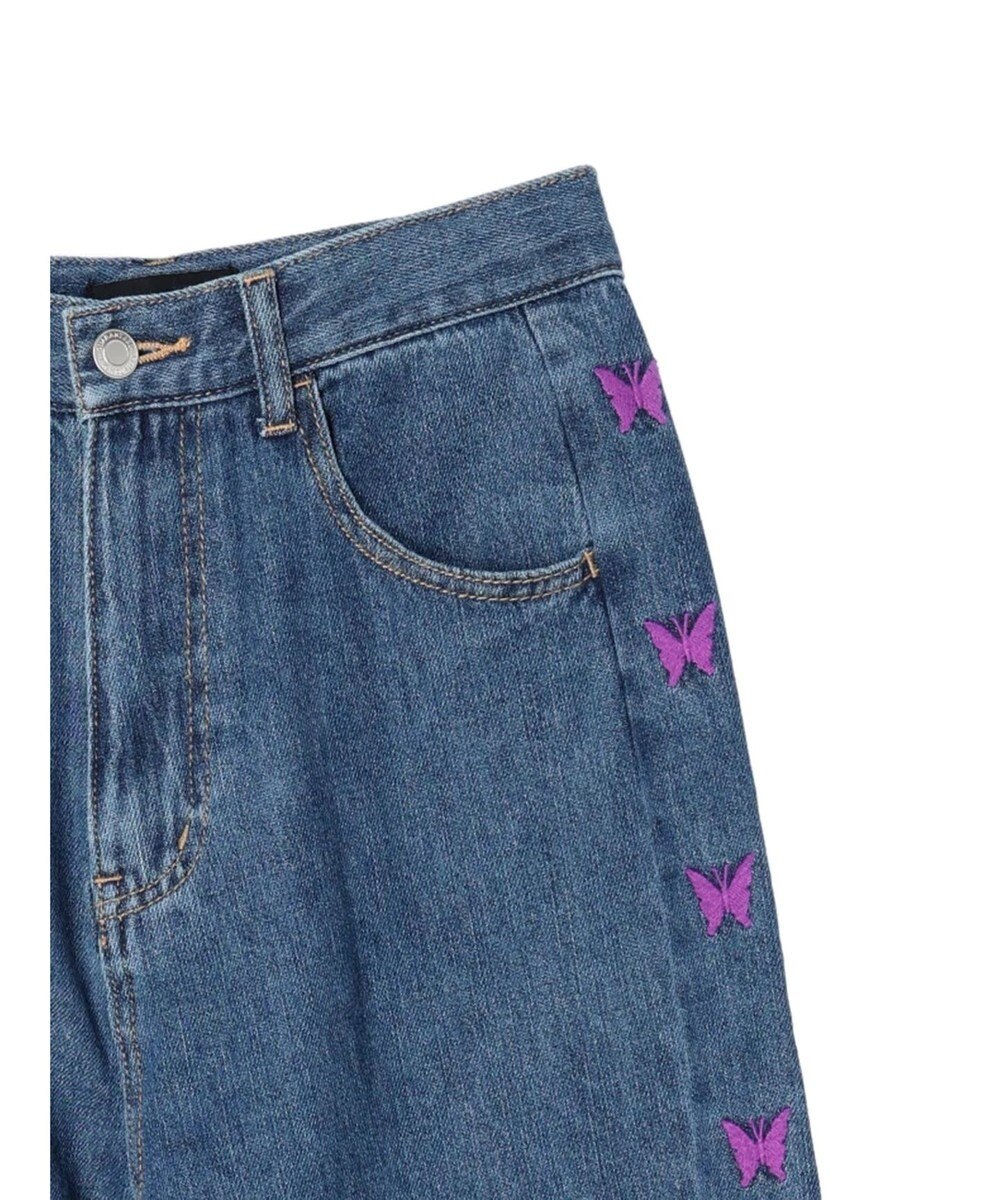 Green Parks ・Ｄｏｕｂｌｅ　Ｆｌａｇｓ　チョウチョ刺繍フレアデニム 