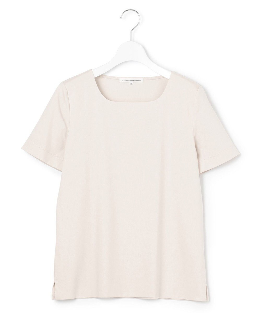 23区 L 【洗える】ダブルスムース スクエアネック カットソー 