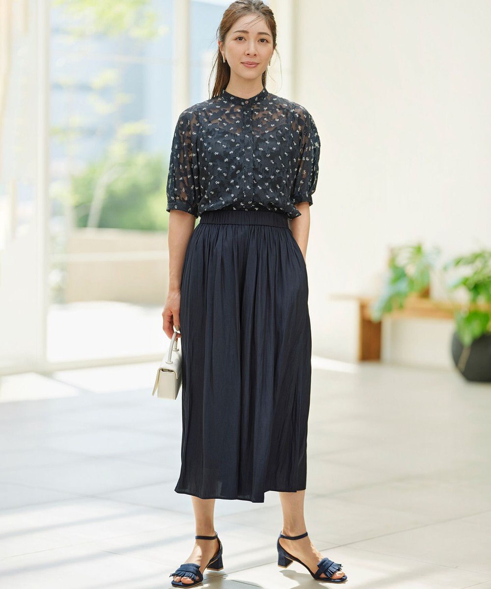 組曲 【WEB限定】フラワーボーダージャカードプリント ブラウス 