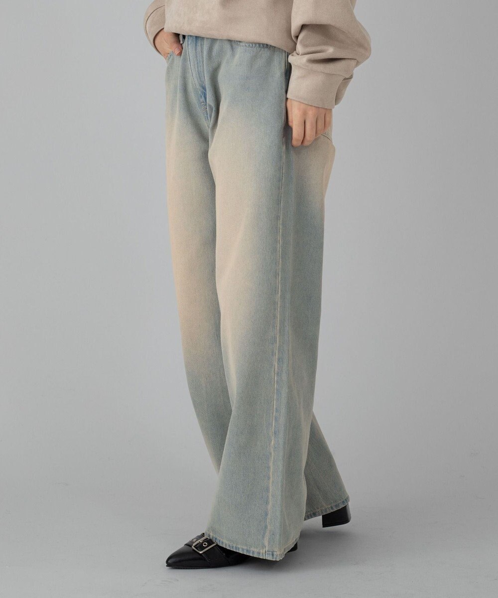 WEGO 【ユニセックス着用ITEM/ウエスト調整可】フレアデニムパンツ 