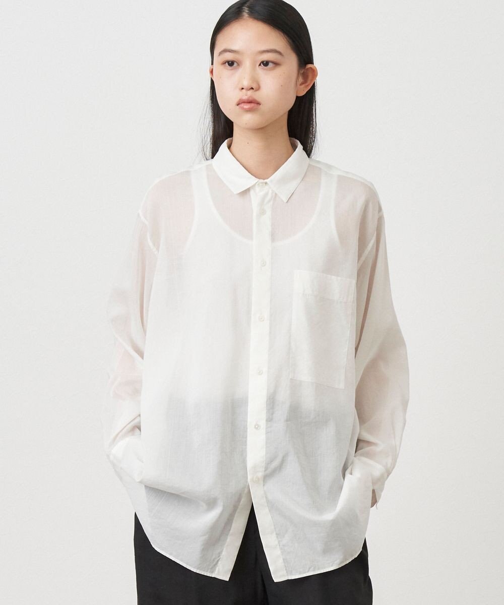 COTTON SILK LAWN | オーバーサイズシャツ, WHITE, 02