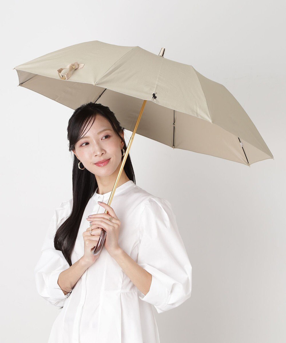 MOONBAT POLO RALPH LAUREN（ポロ ラルフローレン）晴雨兼用日傘 ワンポイント ポロポニー 無地  折りたたみ傘 楽折 遮光 遮熱 UV 
