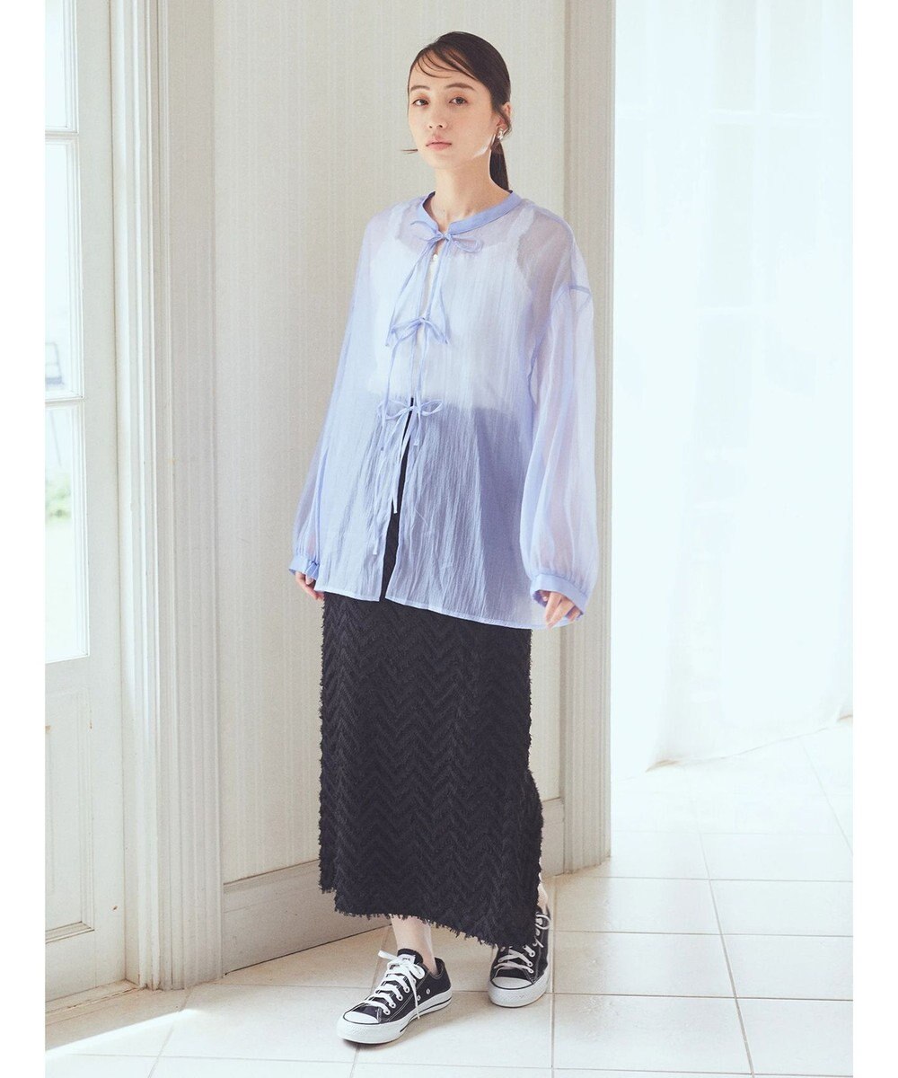 earth music&ecology シアーリボンシャツ 