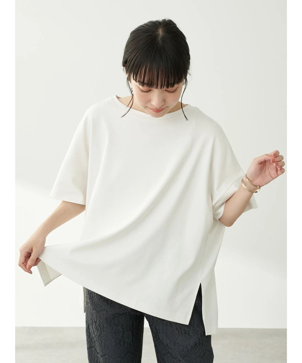 earth music&ecology スムースポンチョ風Ｔシャツ Off White