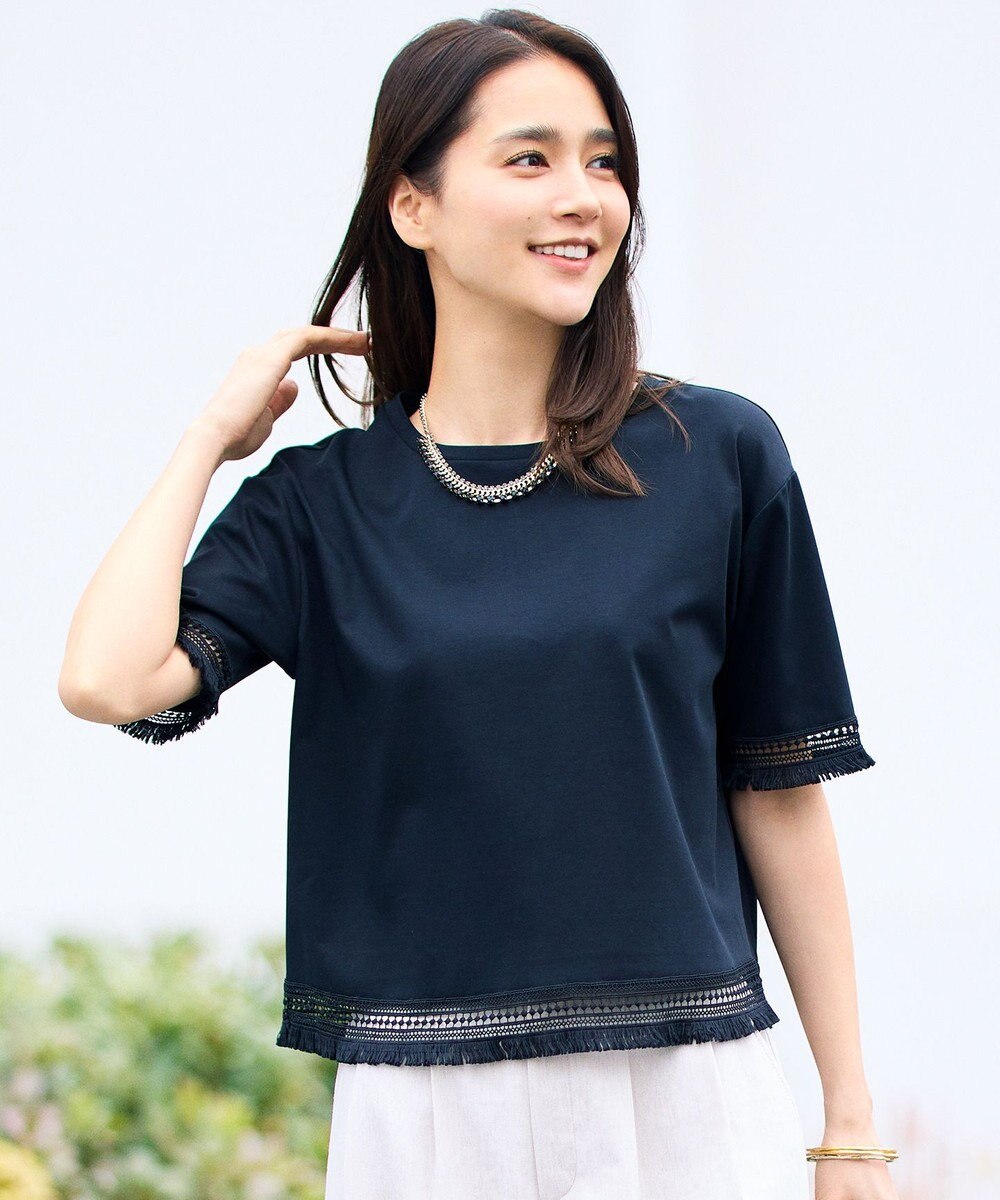 自由区 L 【SHIHOさん着用】コンパクトハイゲージフリンジ Tシャツ 