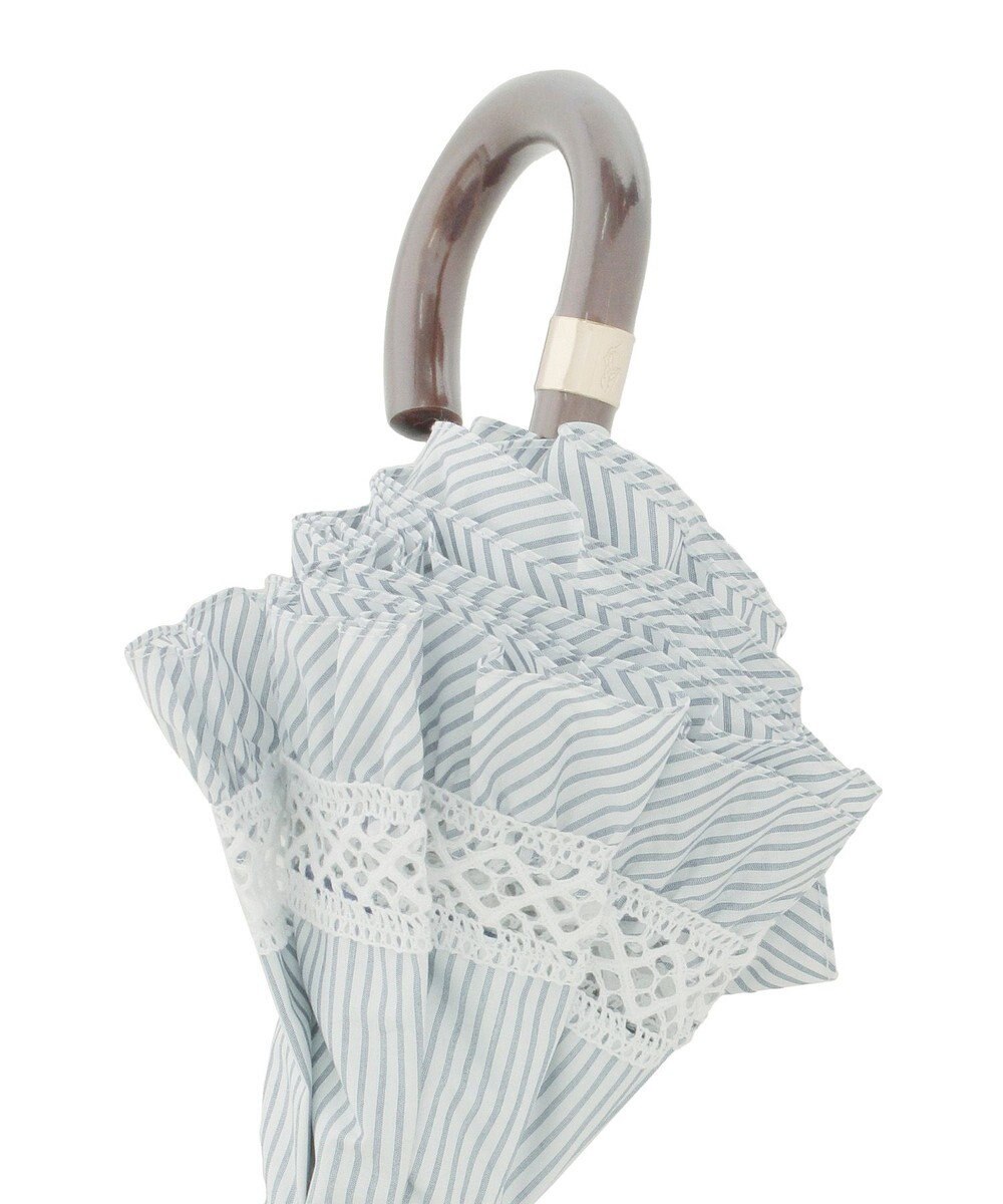 MOONBAT 【遮光/晴雨兼用日傘】POLO RALPH LAUREN（ポロラルフローレン）折りたたみ日傘 ストライプフリル 遮熱 遮光 UV 