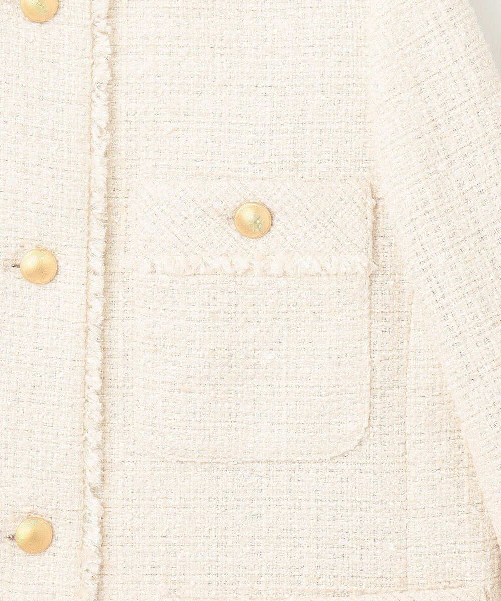 ANY SIS S ツイードノーカラーミドル ジャケット 