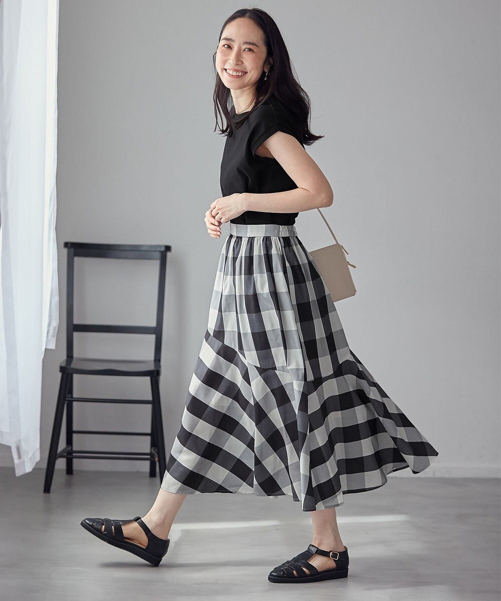 ANY L 【洗濯機可能/ウエストゴム】ビックチェックマーメイドスカート 
