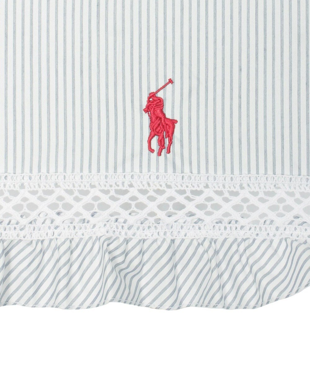 MOONBAT 【遮光/晴雨兼用日傘】POLO RALPH LAUREN（ポロラルフローレン）折りたたみ日傘 ストライプフリル 遮熱 遮光 UV 